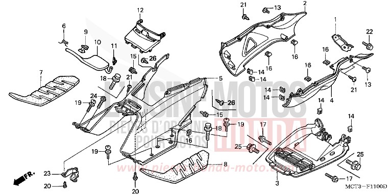 FLOOR STEP/UNDER COVER for Silver Wing FORCE SILVER METALLIC (NH411) from 2002